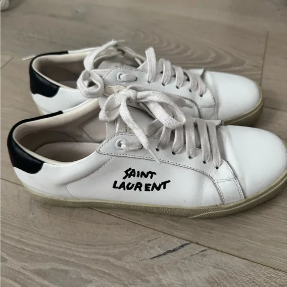 Saint Laurent White Leather Sneakers - Picture 3 of 4